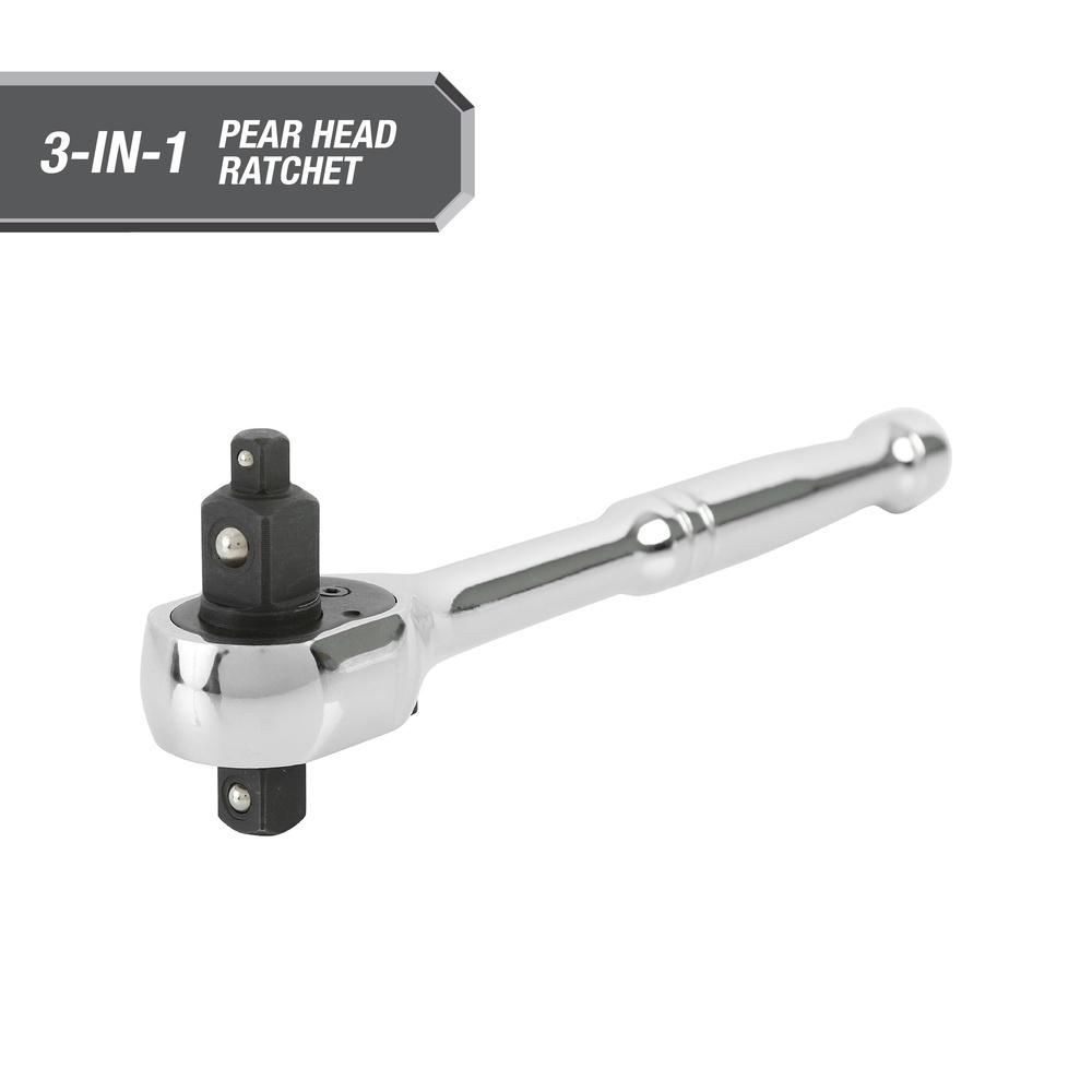 

3-in-1 Quick Release Ratchet Wrench Chrome Steel Ergonomic Handle Multi Fit 1/4 3/8 1/2 inch 72 Teeth Heavy Duty Tool United States