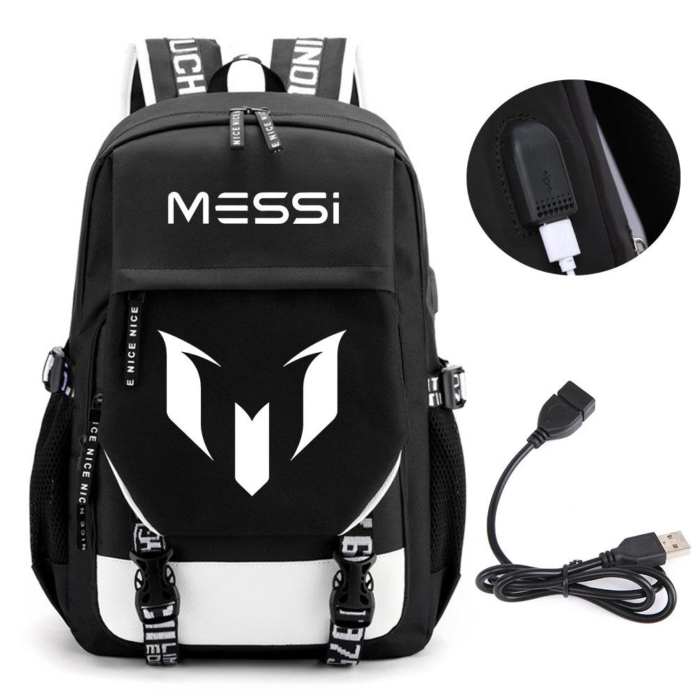 Football Star Peripheral Backpack Fashion Teen Usb Backpack Campus Student School Bag