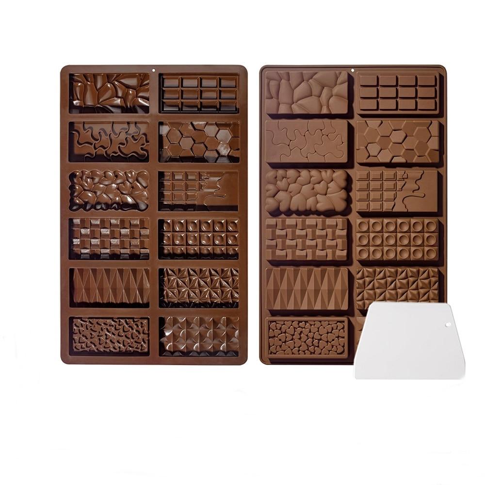 Chocolate Mold 2-Pack, Extra Large Silicone Mold with Spatula, 27x17x1.1cm, Easy To Clean