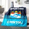 Sporting Cristal FC Club Badge Striped Graphic Print Flannel Blanket Soft Warm Throw Blanket for Sofa Bed Living Room