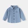 Kinder Langarmhemd 2025 Herbst Jungen Revers einfarbig besticktes Hemd Baby Oberteil trendige Kinderbekleidung