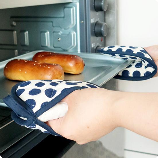 Yousheng 2-in-1 Anti-Scalding Gloves Double Layer Cotton Insulation Pads High Temperature Resistant Oven Mitts for Baking Kitchen