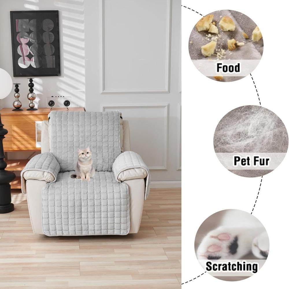 Wear Resistant Plush 1 Seat Recliner Sofa Cover Elastic Band Sofa Mat Chair Cover  Pets