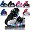 New Boys Vibrating Luminous Shoes Girls Fashion Double Wheel Runaway Shoes Children's Shoes with Wheels 2025