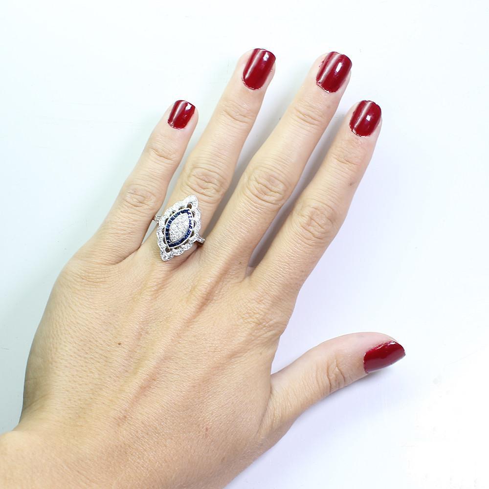 Fashion Hollow Full Diamond Blue White Zircon Ring Women  Copper New Party Birthday Wedding Jewelry Gift
