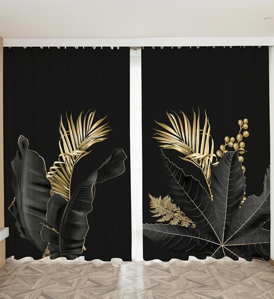 

Nordic Ins Modern Simple Curtains Light Luxury Personalized Gold Foil Living Area Decor Bedroom Half Height Blackout Curtains 2 Pieces W55 X H120cm X 2&Grommet Top