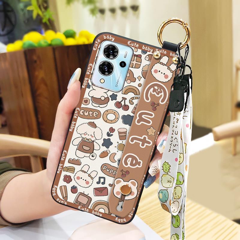 Dirt-resistant Ring Phone Case For ZTE Blade V40 Pro Protective Cute Kickstand Wrist Strap Shockproof Back Cover Durable