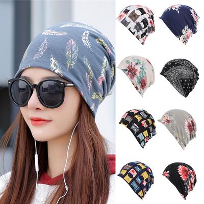 Women Printed Warm Beanie Hats Chemotherapy Cap Summer Thin Cap Turban Tube Bandana Headband Soft Stretch Bonnet Nurse Cap