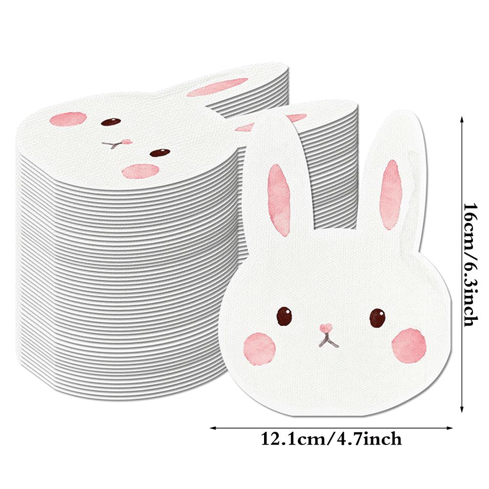 20/40/100pc Cute Bunny Napkins Rabbit Shaped Disposable Tissue for Easter Picnic Birthday Party Table Decoration Baby Shower Set
