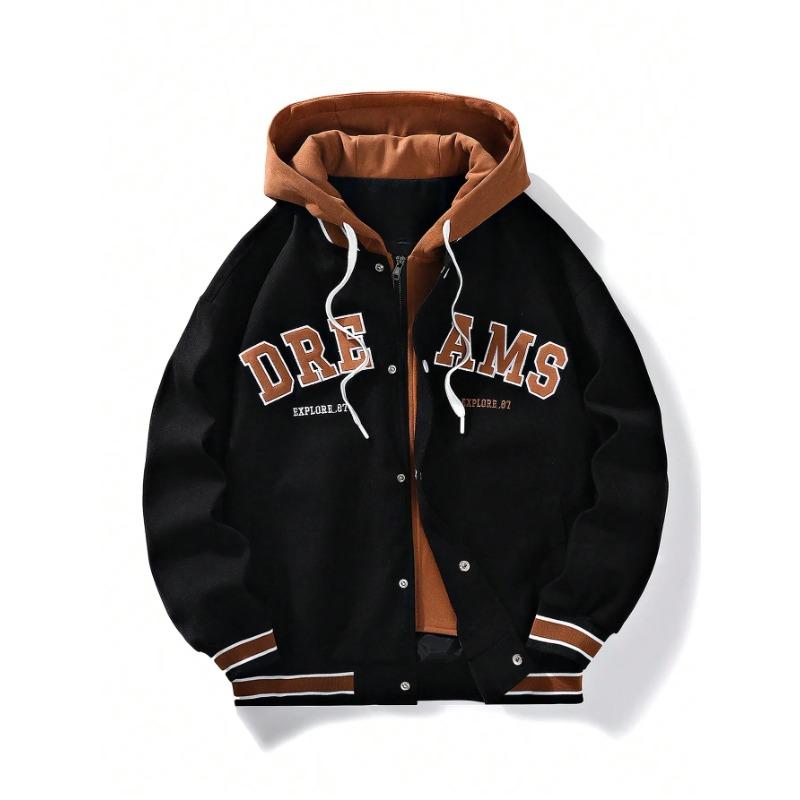 Men's Autumn New Brand All-match Student Letter Hooded Jacket Trendy Women High Quality Varsity Baseball Uniform Jacket