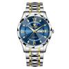 Snygg Herrkronografarmbandsur, Herr Business Kvartsverk, Rostfritt Stålarmband, Safirglas, Vattentät, Lyser Blått, Bästa Gåvan
