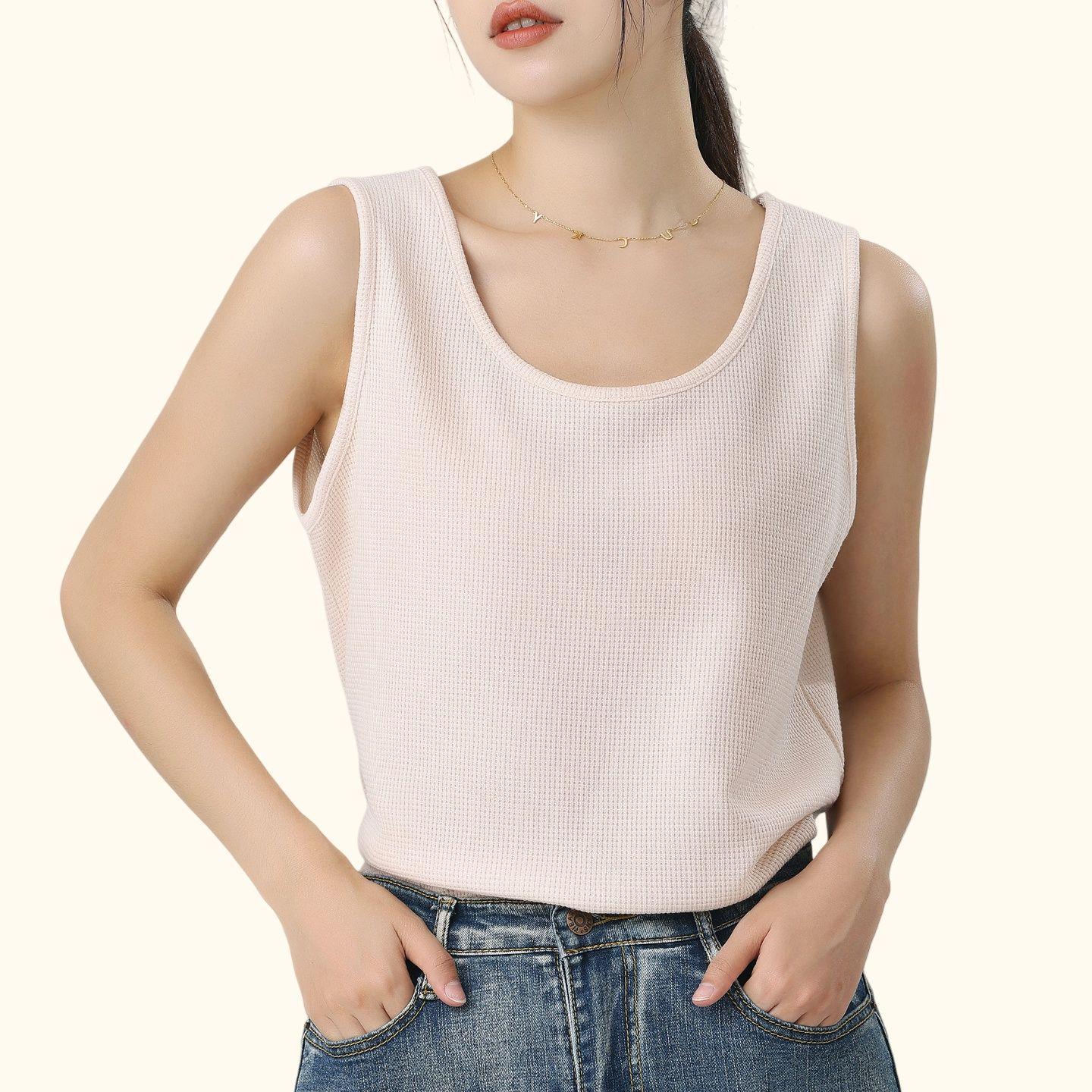 

Women s Waffle Knit Camisole Vest - Side Coverage Sleeveless Loose Top 2026 L (for 55-60 kg)