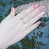 Purple Gold Inlaid Four-Claw Zircon Ring, Simple High-Grade Rose Gold-Plated Color Gold Live