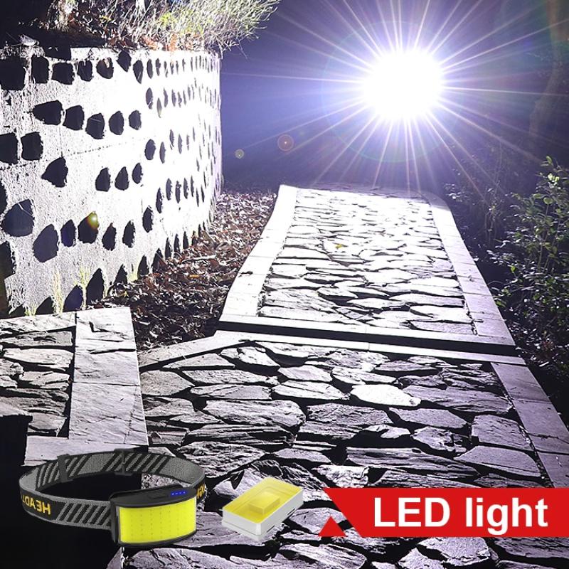 Newest LED Headlamp 18650 Outdoor Riding Lights Night Running Powerful Head Lamp Type-C Charging MINI Headlight Camping Lantern