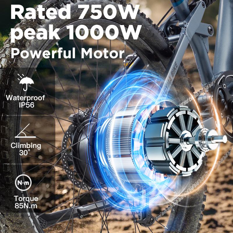 KIMDYMA K01 Rower Elektryczny 27.5 cala x 2.8 cala 1500W Górski Elektryczny Rower dla Dorosłych 48V 20Ah, 9 Biegów, Czujnik Momentu Obrotowego Pełne Zawieszenie E-Bike 140KM