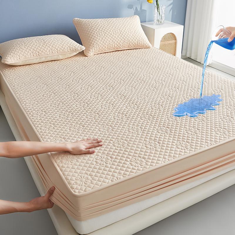 

Waterproof Fitted Bed Sheet featuring Elastic Band Anti-slip Durable Cover Mattress Protectordesigned for Single Double King full Queen 90x200cm 1pc