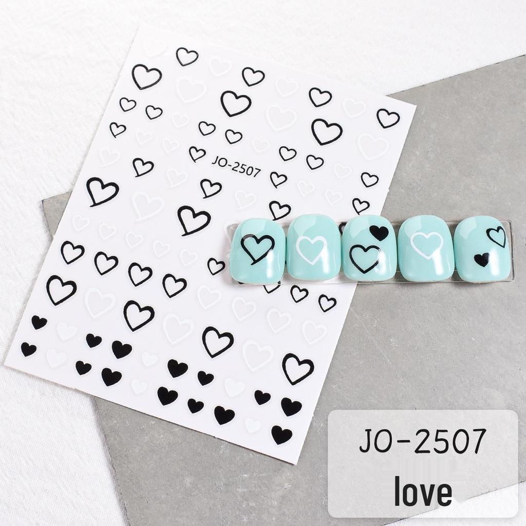 Black & White Nail Decals - Star, Heart, Bow Designs