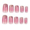 24pcs Golden Glitter Powder Gradient Nail Art Wear Short European Square Fake Nail Simple Nail