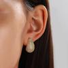 Elegant Copper Stud Earrings with Zirconia Water Drop Design for Women