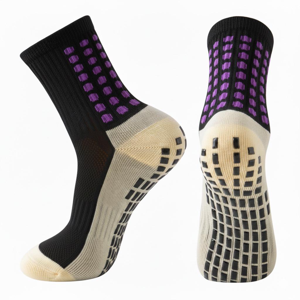 Unisex Anti-Slip Breathable Mid-Calf Football Socks with Moisture-Wicking Terry Sport Bottom