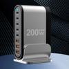 Aluminum Alloy Desktop Stand Charging Adapter 200W Charger with 3xUSB and 5xType C Interfaces for Multiple Devices