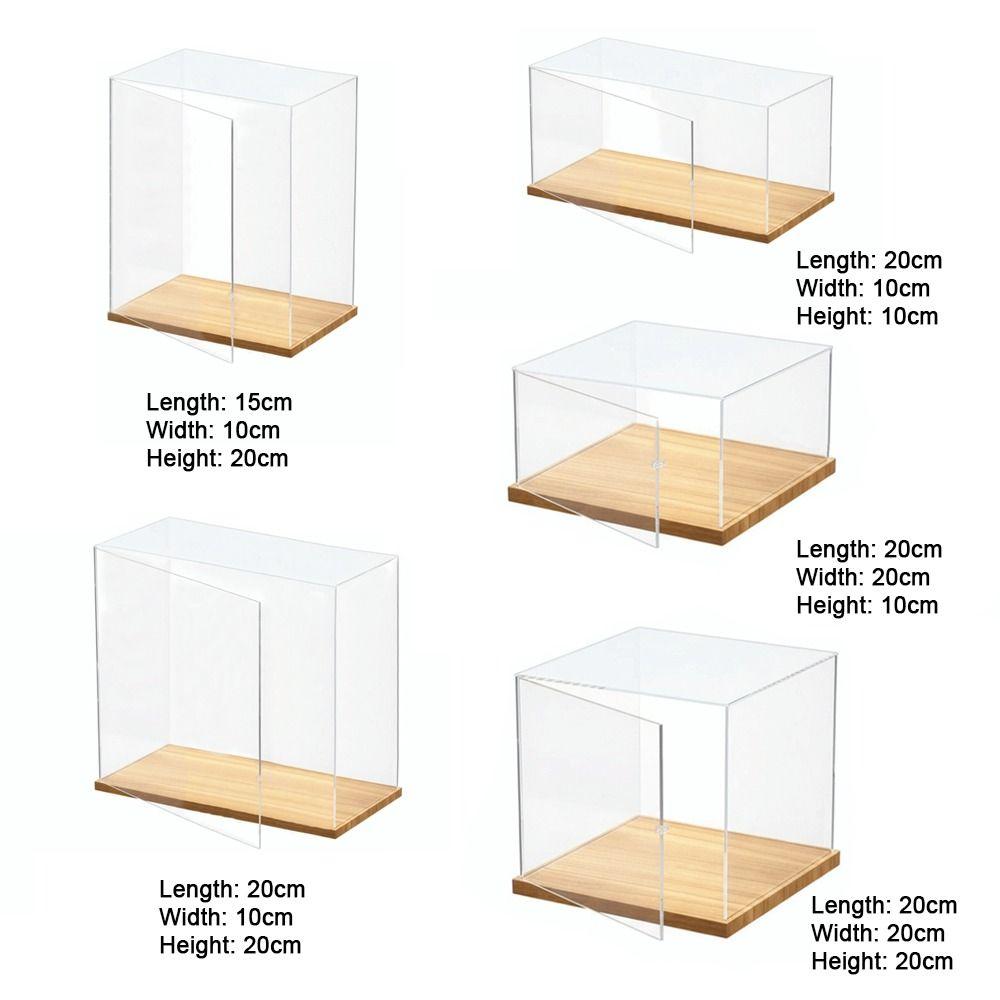 Transparent Acrylic Acrylic Display Case Stackable Design No-glue Assembly Dustproof Cover Wooden Bottom Display Box