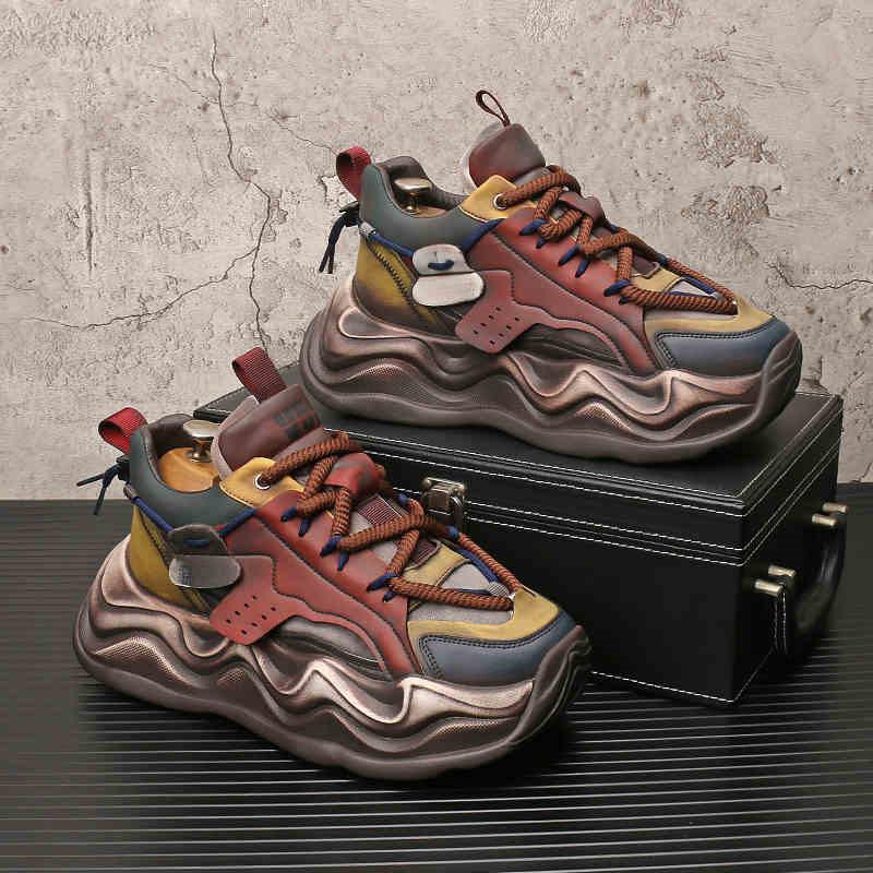 

Мода Новый Модный Дизайнер Мужские Ретро Смешанные Цвета Шнуровка Платформа Повседневная Обувь Балетки Мужские Кроссовки для Ходьбы Zapatos Hombre 38