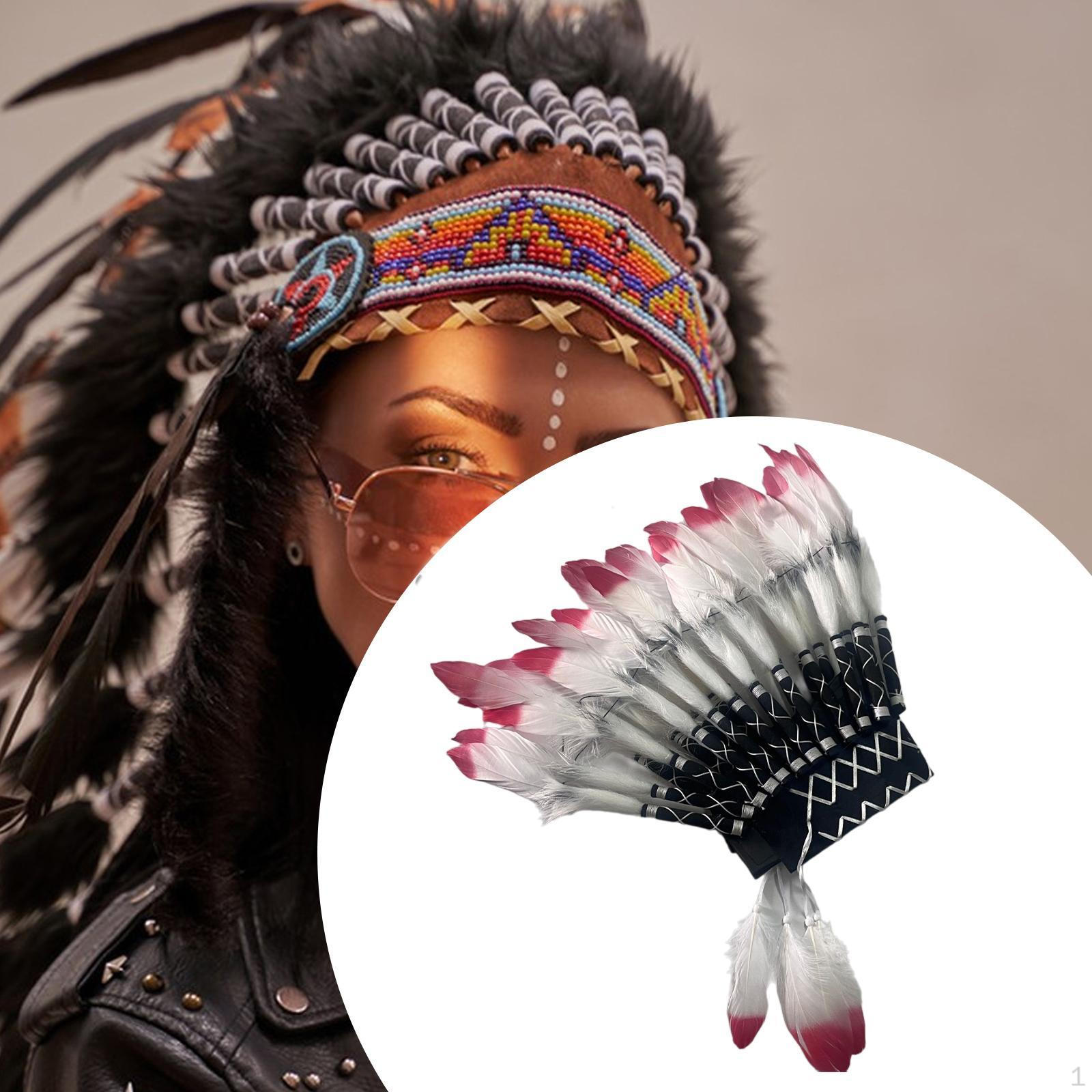 

Американский вождь индейская шляпа, головной убор из перьев, подарочный головной убор для танцевального шоу Red Black White