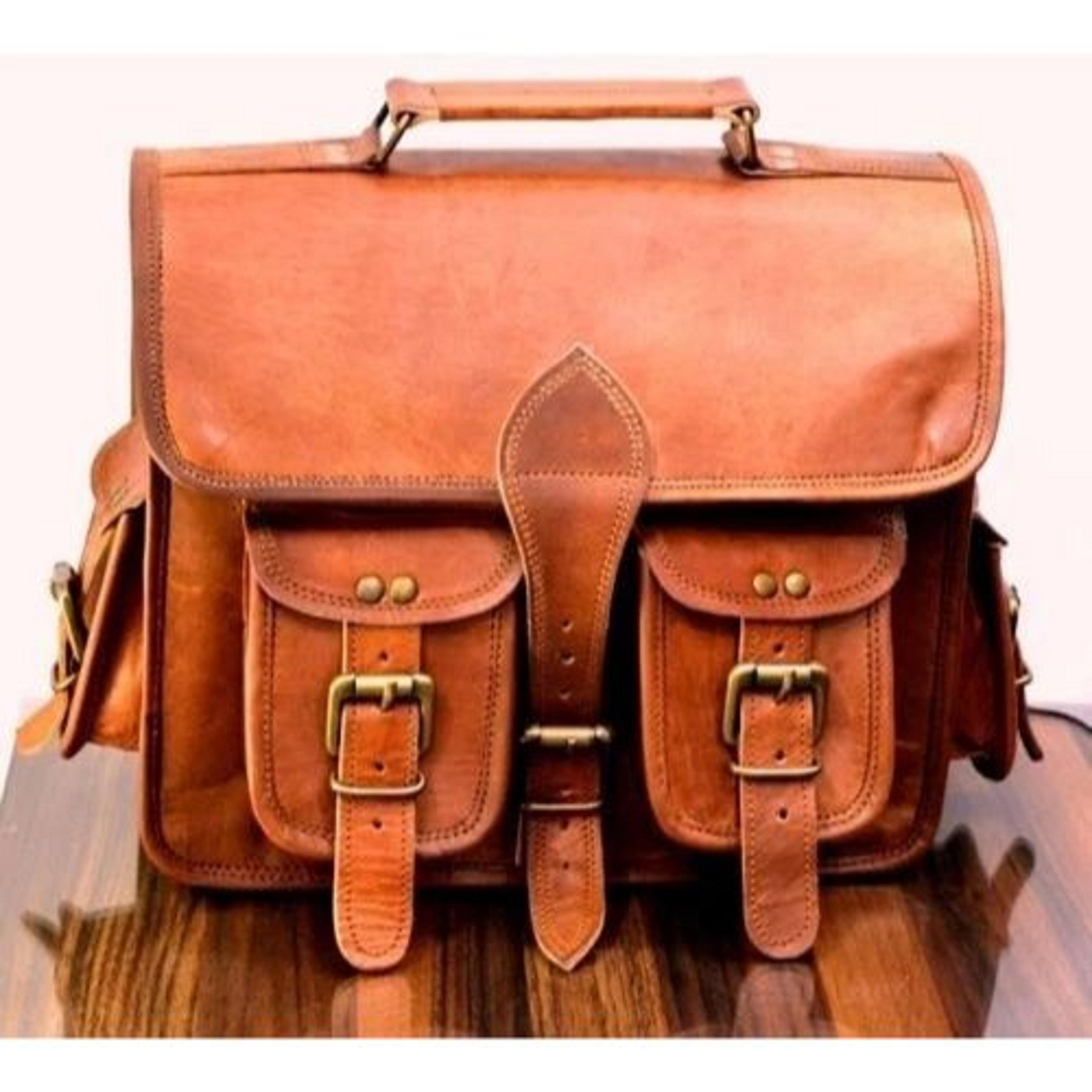 

Винтажная коричневая кожаная сумка-мессенджер через плечо сумка для ноутбука портфель мужская натуральная 13 x 10 x 4 in