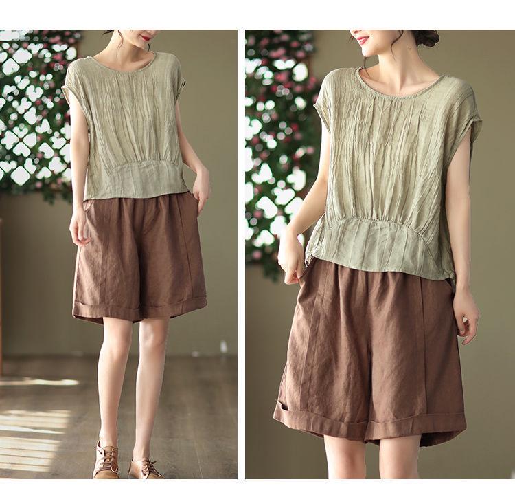 Women's High-Waist Elastic Linen Wide-Leg Shorts – Summer Lightweight, Loose, and All-Match