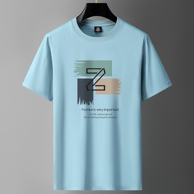 Simple Graphic Tshirt for Men Plus Size Round Neck Tee Shirts Pure Cotton Harajuku Tops Male Clothing Summer New Short Sleeve