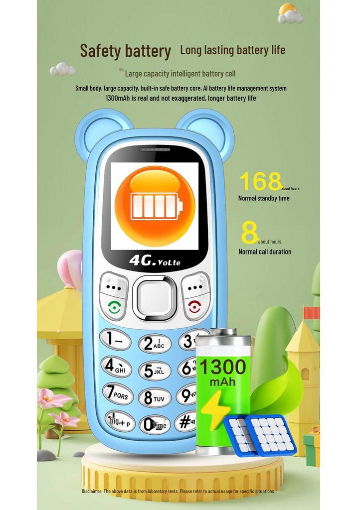 Universal 4G/5G Kids Mini Cartoon Phone with GPS, Anti-Internet Addiction, Elderly Mode, and Bear Paw Silicone Case