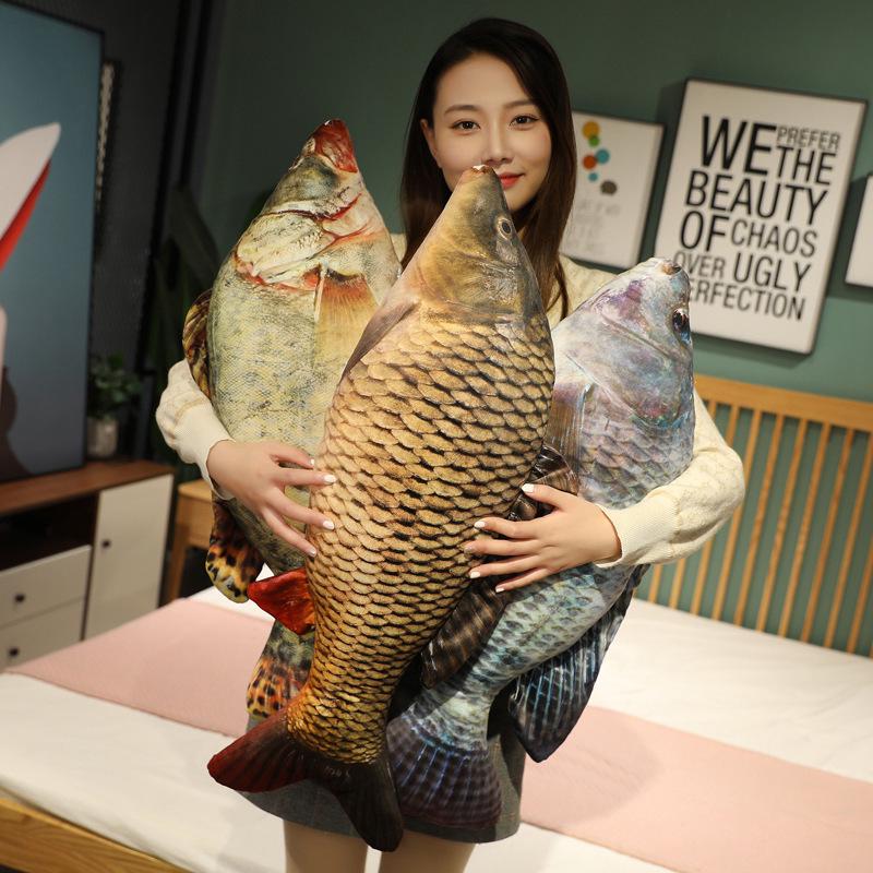 3D Crucian Carp Plush Toy & Grass Carp Mandarin Fish Pillow - Cat Teaser & Funny Cloth Doll
