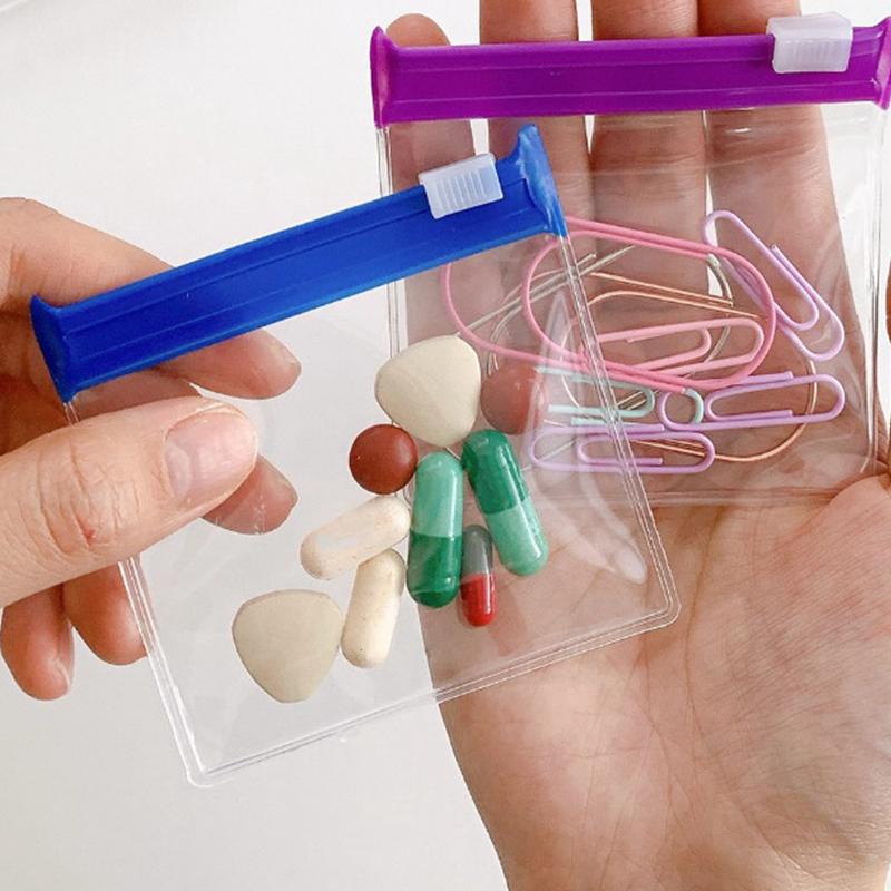 10Pcs Reusable Translucent Zipper Bags – Self-Sealing for Medication Storage and Travel