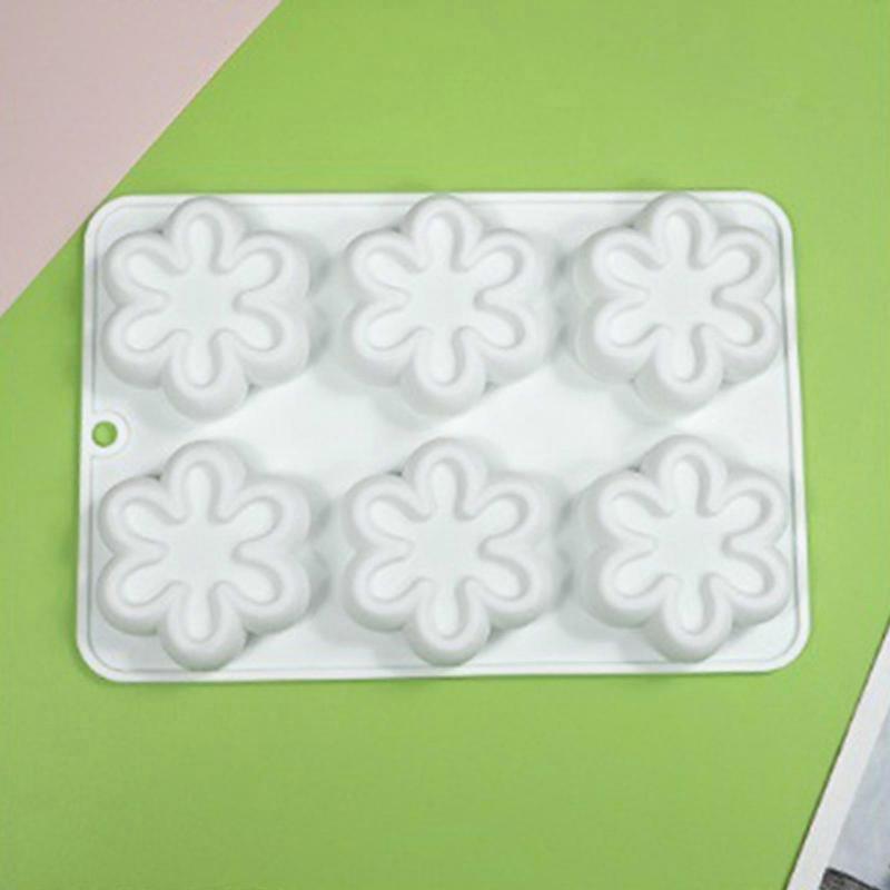 6-hålig Sex Kronblad Blomma Silikonform Fondant Mousse Tårta Dekoreringsverktyg för Att Göra Choklad, Godis, Handgjord Tvål