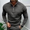 Men's Casual Fleece-lined Half-Zip Stand Collar Sweatshirt