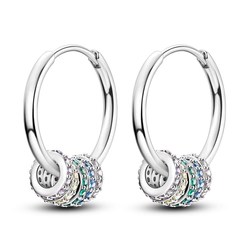 925 Sterling Silver Love Feather Moon Star Heart Earrings Fit Original Charms Hoop for Women Girls Stud Earring Jewelry Gifts