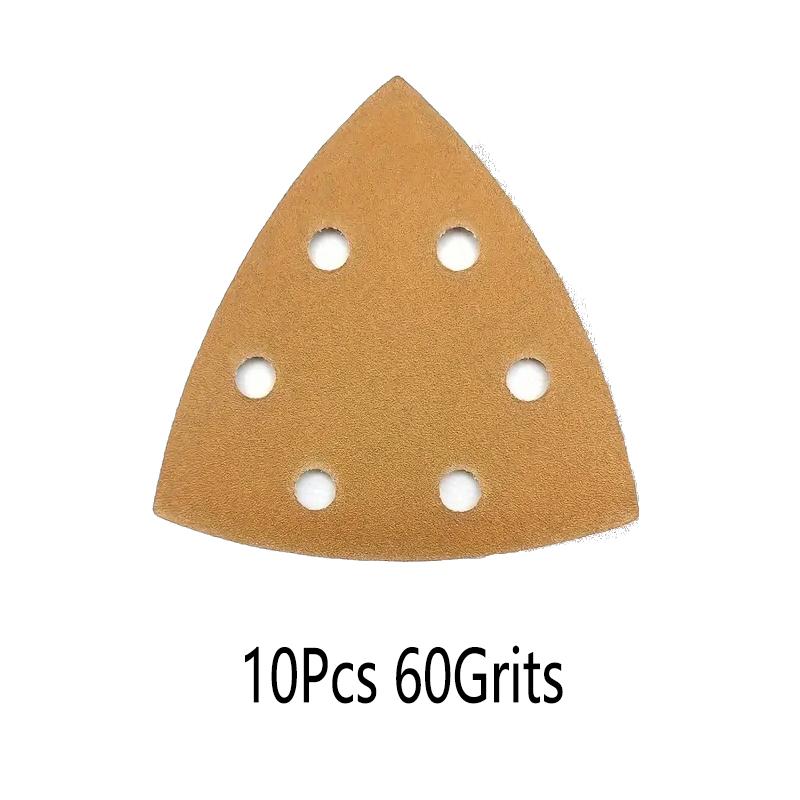 10/60 Stück gelbe Dreieck-Schleifpads Mausschleifpads Schleifpapier mit 6 Löchern 60/80/120/180/240/320 Körnung für Deltaschleifer