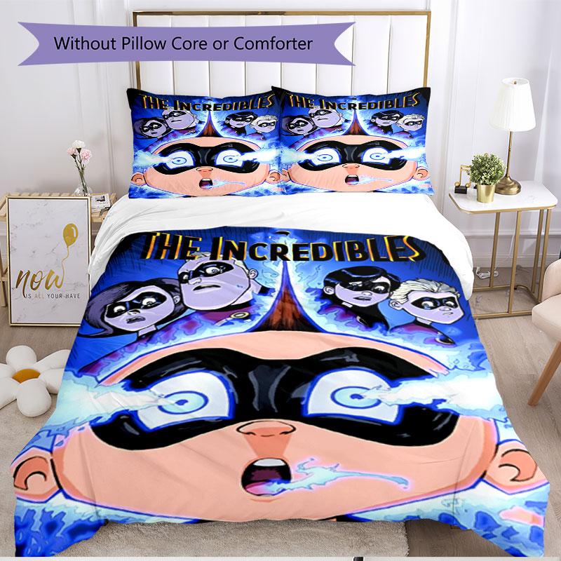 3pcs Duvet Cover Set (1*Duvet Cover + 2*Pillowcase, Without Core), Incredibles Print Soft All‑Season Bedding Set, Home Bedroom Decor Gift