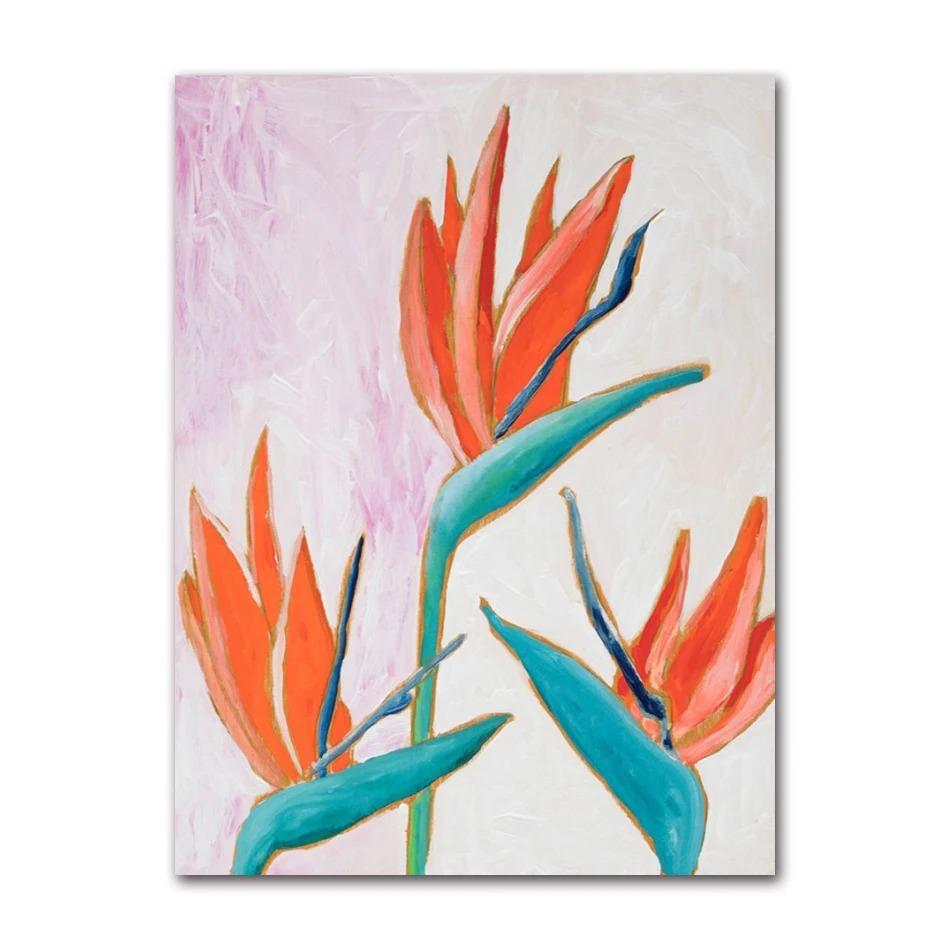 Nordic Flower Leaf Colorful Vase Art Print Wall Poster Canvas Painting Retro Picture Modern Home Decor Bedroom Decoration