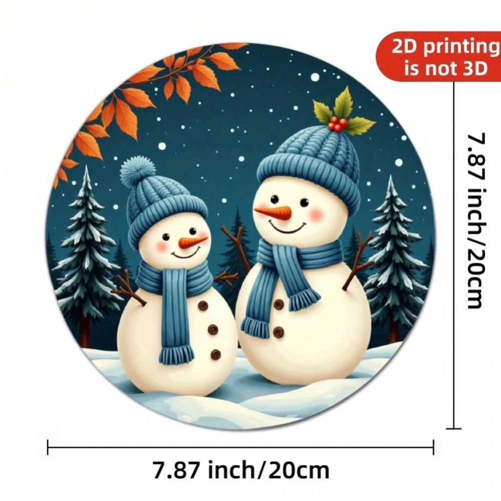 

Vintage Snowman Family Tin Wall Art 8x8 Inch Retro Christmas Holiday Home Decor Metal Circular Sign 20x20