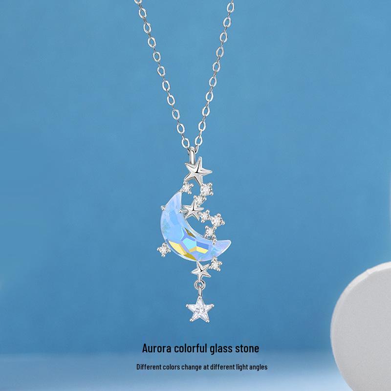 Galaxy Titanium Steel Moon Necklace: Elegant Women's Clavicle Chain with Versatile Celebrity Style