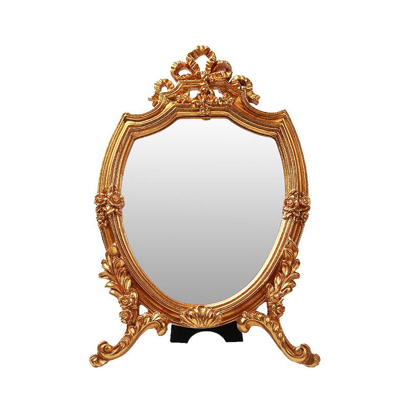 European American Retro Gold Embossed Hollow Wall Mirror Frame