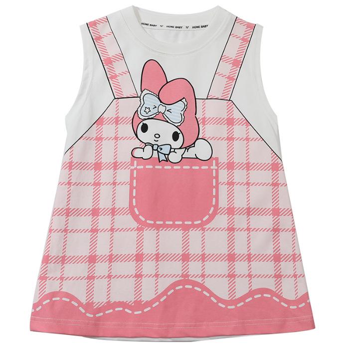 Girls Summer Cartoon Print Dress Lightweight Sleeveless T-Shirt Dress 90