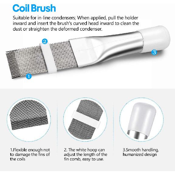 Hommtina 3 Pcs Air Conditioner Condenser Fin Comb/Cleaning Brush, Coil Cleaner Whisk Brush with Window Blinds Brush Dust Cleaner for Refrigerator