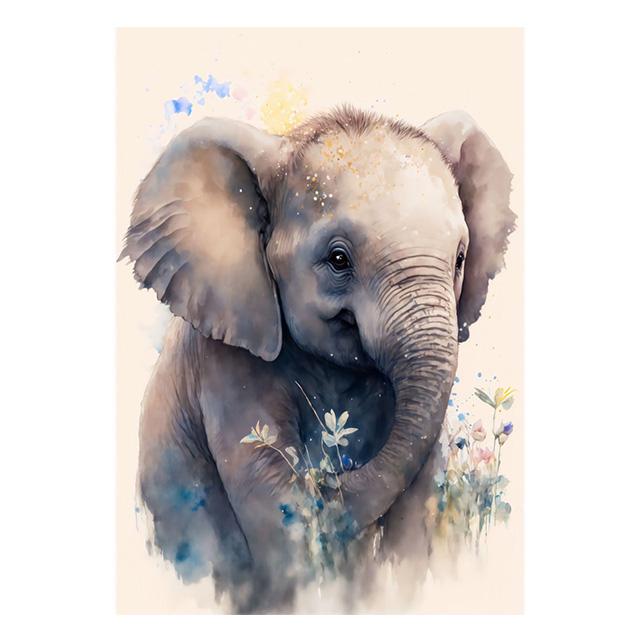 Watercolor Baby Animals Cute Warmth Prints Poster Canvas Painting Modern Wall Art Pictures Living Room Bedroom Home Decoration