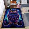 Colorful Owl Design Carpet with Forest Night Background, Home Decor Suitable for Use As an Anti-slip for Living Room Bedroom Sofas