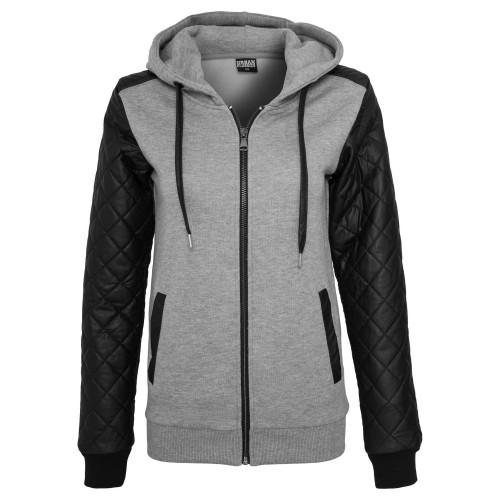 Urban Classics Womens/Ladies Quilted Synthetic Leather Full Zip Hoodie