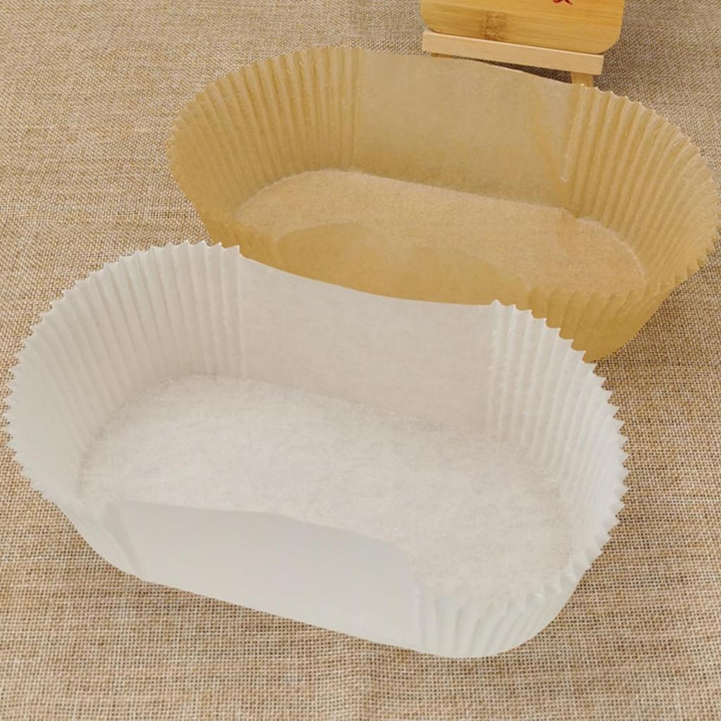 40x Oval Paper Baking Cup, Heat Resistant, Rectangle Cake Paper Tray Boat Shape
