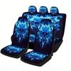 Blue Swirl Skull Art Designed Car Seat Cover Set For Most Cars, High-quality Comfortable Car Seat Protector Covers Full Set, Uni